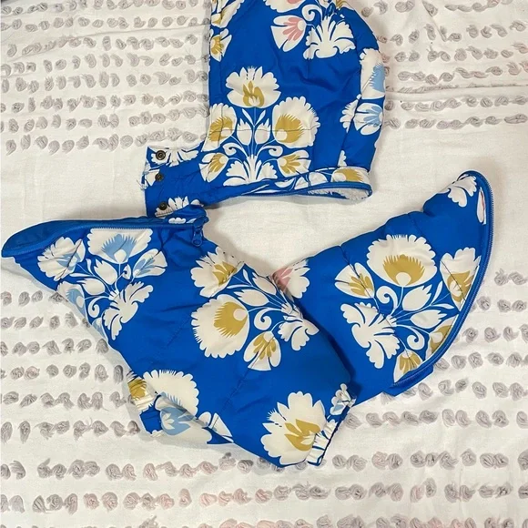 Mini Boden Blue Floral Puffer Jacket